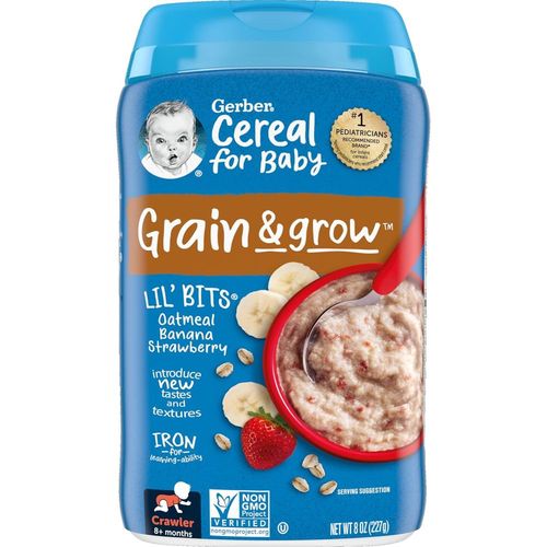 Gerber Lil' Bits Oatmeal Banana Strawberry Baby Cereal, 8 Oz